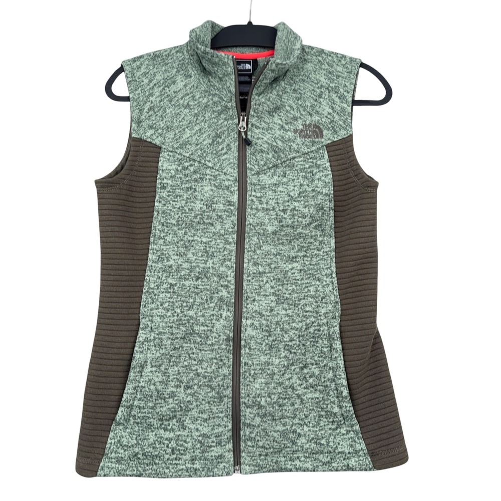 The North Face Full Zip Fleece Vest Womens M Polyester Green Brown